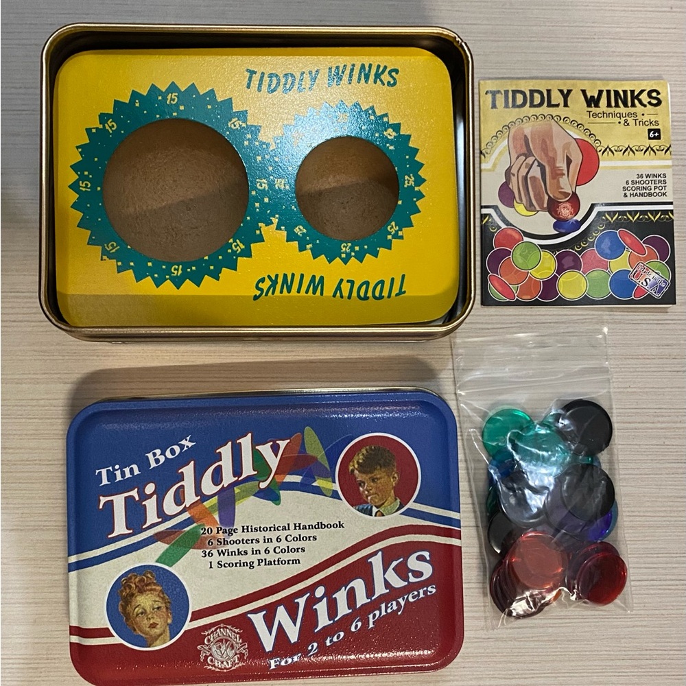 Tin Box Tiddlywinks Game for 2 to 6 players